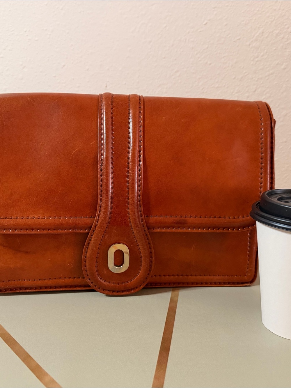 Vintage “Daniel” Clutch -Chestnut Leather